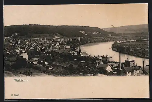 AK Waldshut, Flusspartie mit Ortsansicht