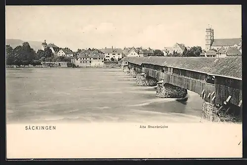 AK Säckingen, die alte Rheinbrücke