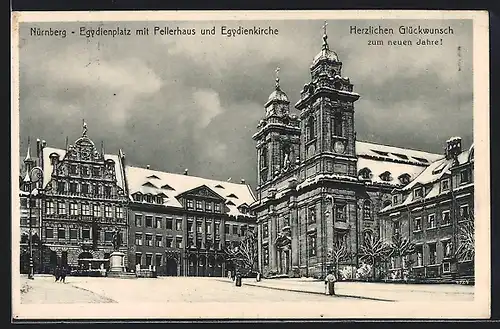 AK Nürnberg, Egydienplatz mit Pellerhaus und Egydienkirche