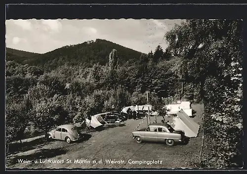 AK St. Martin a. d. Weinstr., auf dem Zeltplatz, Waldgaststätte und Pension Wappenschmiede