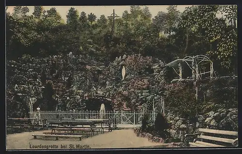 AK St. Martin a. d. Weinstr., Blick auf die Lourdesgrotte