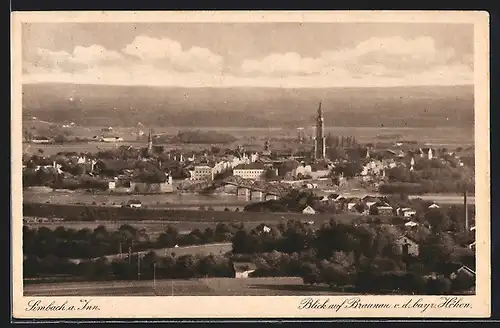 AK Simbach am Inn, Blick auf Braunau v. d. bayer. Höhen