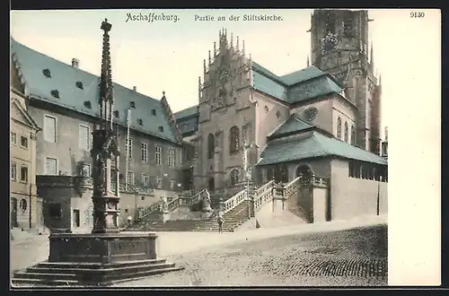AK Aschaffenburg, Partie an der Stiftskirche