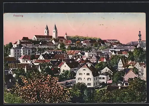 AK Freising, Ortsansicht aus der Vogelschau