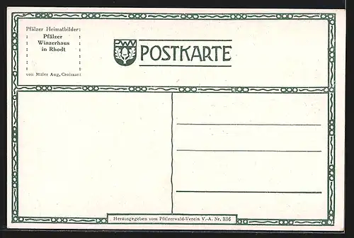 Künstler-AK Rhodt, Partie am Pfälzer Winzerhaus