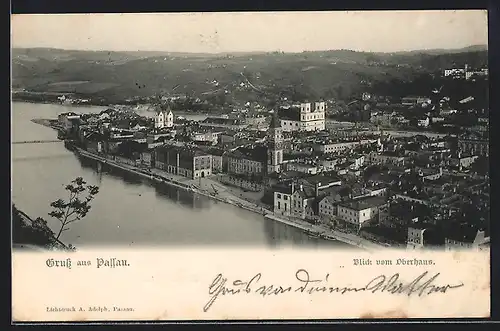 AK Passau, Blick vom Oberhaus auf die gesamte Stadt