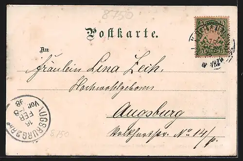 AK Aschaffenburg, Stadtpanorama, der Monumentalbrunnen