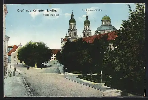 AK Kempten im Allg., Residenzplatz und St. Lorenz-Kirche