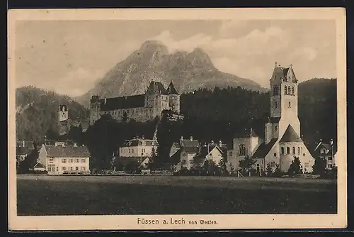 AK Füssen a. Lech, Ortsansicht von Westen