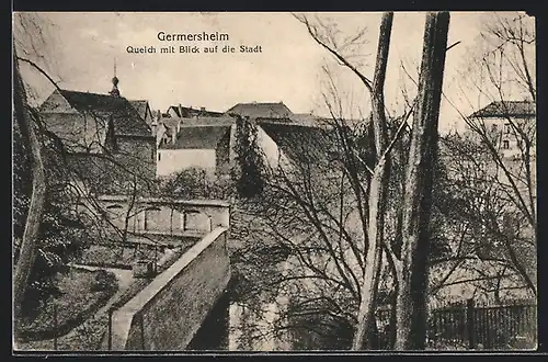 AK Germersheim, Queich mit Blick auf die Stadt