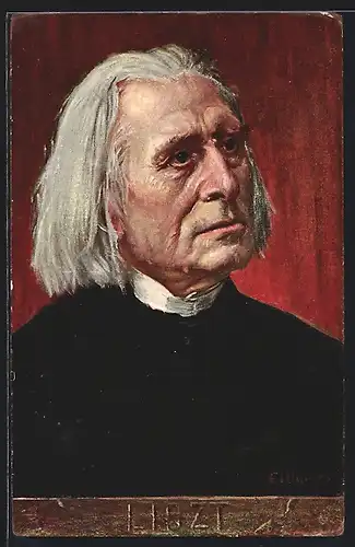 Künstler-AK Komponist Franz Liszt, portraitiert im hohen Alter