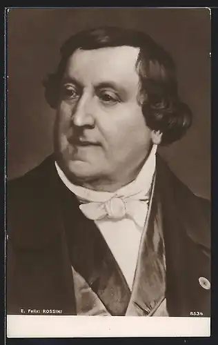 Künstler-AK Rossini, Portrait des Musikers im Abendkostüm