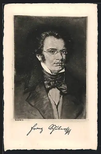 Künstler-AK Komponist Franz Schubert, Portrait im jungen Alter