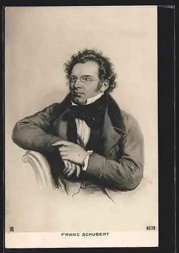 Künstler-AK Komponist Franz Schubert, Portrait im Sitzen