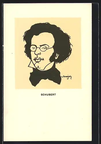 AK Karikatur Franz Schubert, österreichischer Komponist