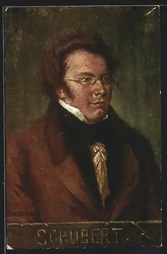 Künstler-AK Komponist Franz Schubert, Portrait in jungen Jahren