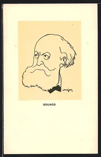 Künstler-AK Gounod, Zeichnung des Komponisten