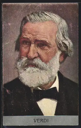 Künstler-AK Verdi als betagter Mann mit grauen Haar und Bart