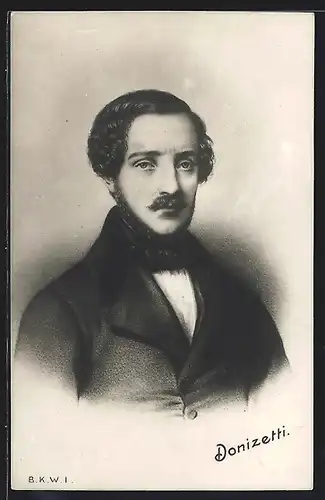 Künstler-AK Komponist Donizetti, der junge Musiker im Portrait