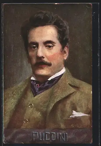 Künstler-AK Komponist Puccini, Portrait in zeitgenössischer Kleidung