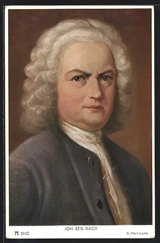 Künstler-AK Komponist Johann Sebastian Bach, Portrait mit Perücke