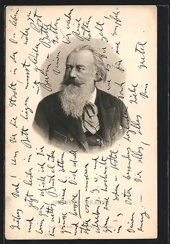 Künstler-AK Komponist Johannes Brahms, Portrait des gealterten Musikers