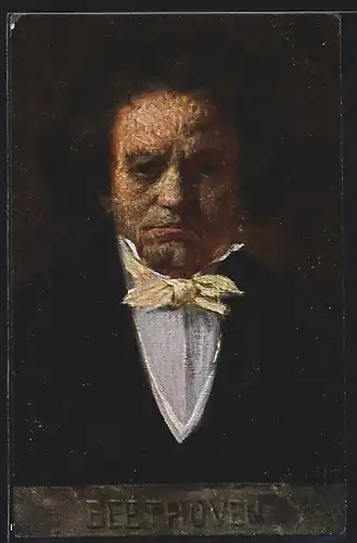 Künstler-AK Komponist L. v. Beethoven, Portrait von vorn, der Blick auf den Betrachter gerichtet