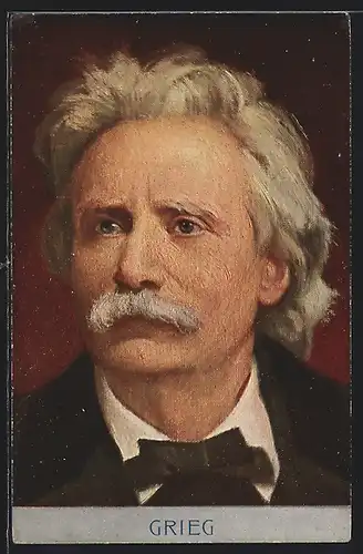 Künstler-AK Komponist Eduard Grieg, Portrait des ergrauten Musikers