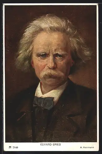 AK Edvard Grieg, Portrait des alten Musikers