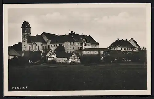 AK Buchau a. F., Ortsansicht mit Kirche und Schloss