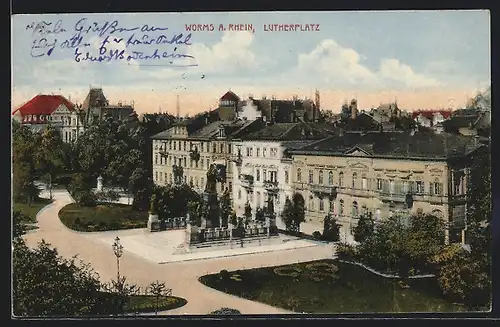 AK Worms a. Rhein, Denkmal auf dem Lutherplatz