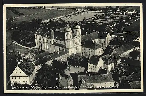 AK Waldsassen / Opf., Stiftskirche und Kloster, Fliegeraufnahme