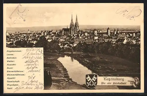 AK Regensburg, Gesamtansicht der alten Reichsstadt