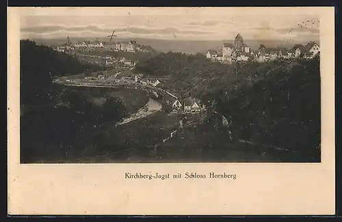 AK Kirchberg-Jagst, Blick über den Ort und Schloss Hornberg