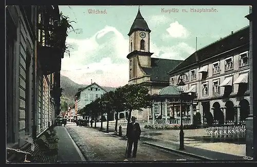 AK Bad Wildbad, Partie in der Hauptstrasse am Kurplatz