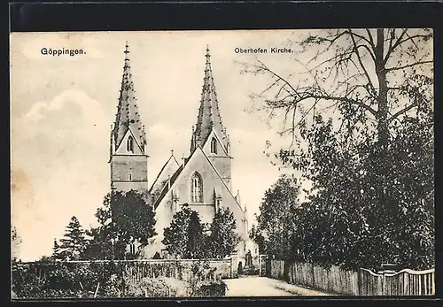 AK Göppingen, Blick zur Oberhofen Kirche