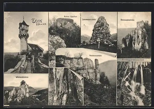 AK Teck, Ruine Rauber, Reussenstein und Neidlinger Wasserfall