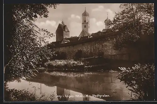 AK Isny im Allgäu, Partie am Stadtgraben