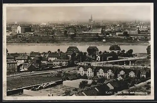 AK Kehl a. Rh., Teilansicht mit Blick auf Strassburg