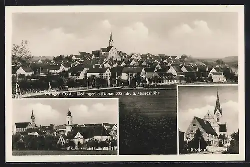 AK Ertingen, Ortsansicht, Kirche und Pfarrhaus