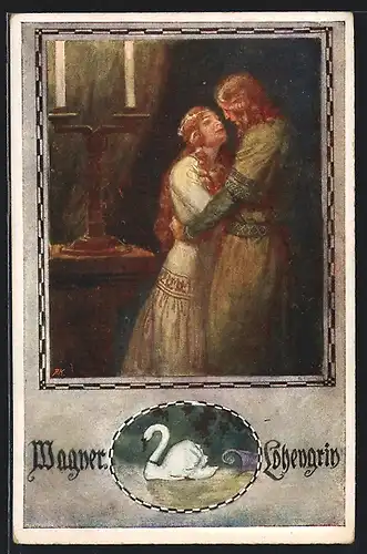 AK Wagner - Lohengrin, Liebespaar