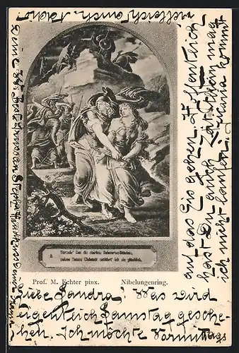 Künstler-AK Nibelungenring, Frauen mit Schwert