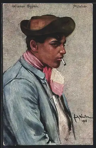 Künstler-AK Wien, Wiener Typ - Pülcher
