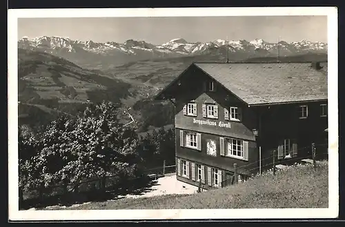 AK Hörnli-Kulm, Berggasthaus Hörnli Kulm und Alpenpanorama mit Tödi