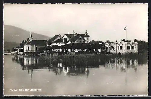 AK Hurden am obern Zürichsee, Teilansicht vom See aus