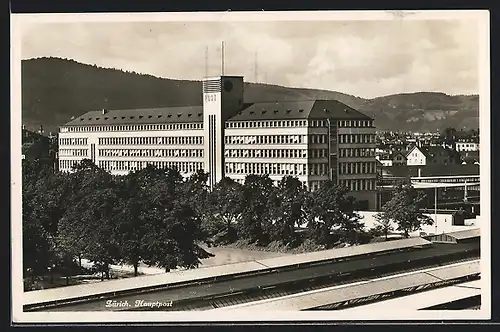 AK Zürich, Strassenpartie an der Hauptpost