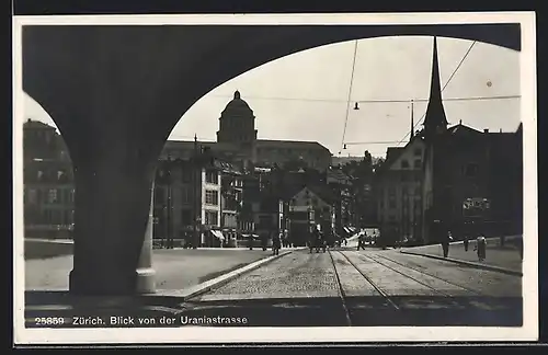 AK Zürich, Blick von der Uraniastrasse