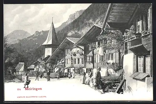 AK Meiringen, Ortsansicht mit Kirche