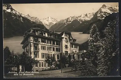 AK Seelisberg, Grand Hotel Bellevue, Blick auf Bristenstock