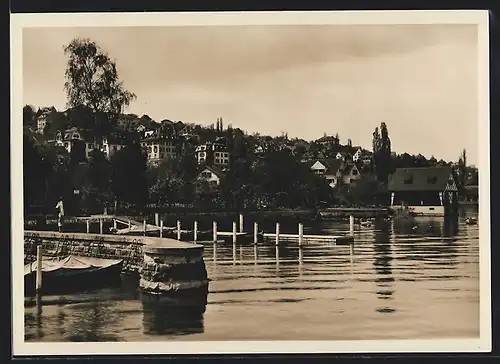 AK Bendlikon-Kilchberg, Blick vom Zürichsee zum Ort